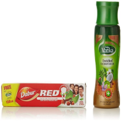 Dabur Vatika Enriched Coconut Hair Oil 150 ml (Free Dabur Red Toothpaste 36 g)