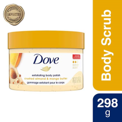 Dove Exfoliating Body Polish Scrub Crushed Almond and Mango Butter for Dry Skin 298 gm