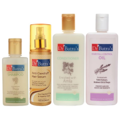 Dr Batra's Dandruff Cleansing Shampoo 100 ml + Hair Fall Control Oil 200 ml + Conditioner 200 ml + Anti-Dandruff Hair Serum 125 ml