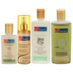Dr Batra's Dandruff Cleansing Shampoo 100 ml + Hair Oil 200 ml + Conditioner 200 ml + Anti-Dandruff Hair Serum 125 ml