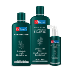 Dr Batra's Dandruff Cleansing Shampoo 500 ml + Conditioner 200 ml + Anti - Dandruff Hair Serum 125 ml