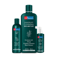 Dr Batra's Dandruff Cleansing Shampoo 500 ml + Hair Oil 200 ml + Hair Vitalizing Serum 125 ml