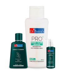 Dr Batra's PRO+ Intense Volume Shampoo 500 ml + Anti-Dandruff Hair Serum 125 ml + Conditioner 100 ml