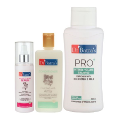 Dr Batra's PRO+ Intense Volume Shampoo 500 ml + Hair Oil 200 ml + Hair Fall Control Serum 125 ml