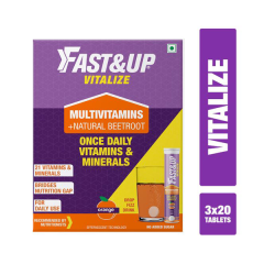 Fast&Up Vitalize Multivitamin Beetroot Effervescent Tablet - Orange Flavour (Pack of 3 x 20's)