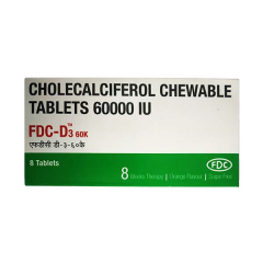 FDC D3 60K ORANGE FLAVOUR SUGAR FREE Chewable Tablet 8's