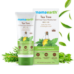Mamaearth Tea Tree Oil - Free Face Moisturizer with Tea Tree & Salicylic Acid for Acne & Pimples, 24H Hydration Paraben & Silicon Free 80gm