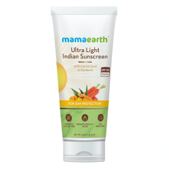 Mamaearth Ultra Light Indian Sunscreen with Carrot Seed & Turmeric & Tan Protection SPF 50 PA++++ 80 g
