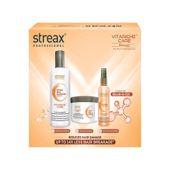 Streax Professional Vitariche Repair Max Post Care Combo Kit ( Shampoo + Masque + Serum) 600 ml