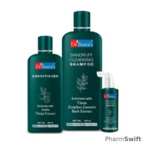 Dr Batra's Dandruff Cleansing Shampoo 500 ml + Conditioner 200 ml + Hair Fall Control Serum 125 ml