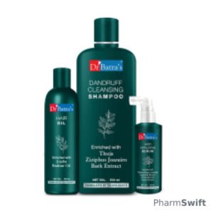 Dr Batra's Dandruff Cleansing Shampoo 500 ml + Hair Oil 200 ml + Hair Vitalizing Serum 125 ml