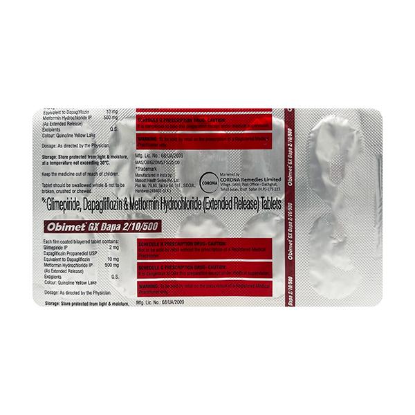 OBIMET GX DAPA 10/2/500 Tablet 10's