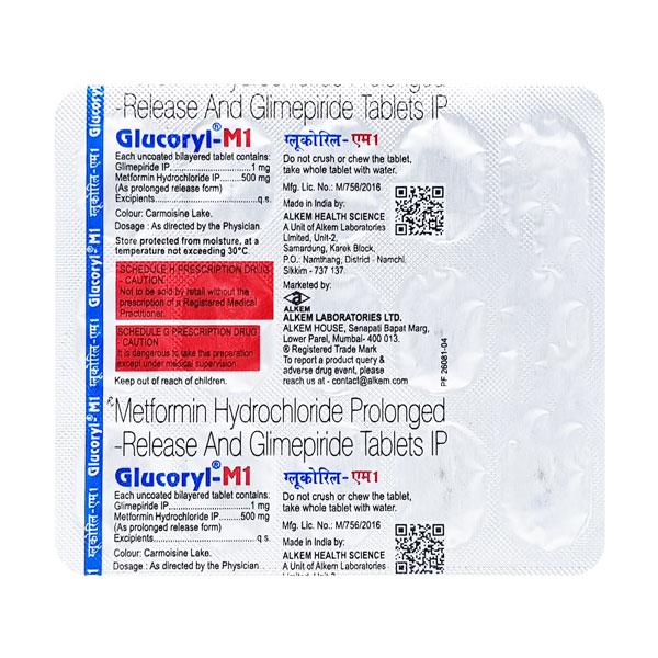 Glucoryl M 1mg Tablet 15'S