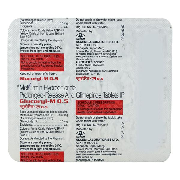Glucoryl M 0.5mg Tablet 15'S