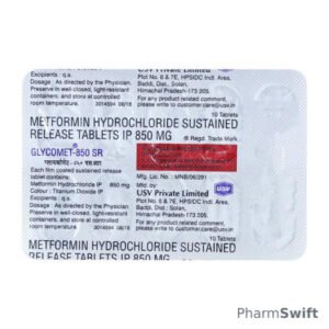 Glycomet SR 850mg Tablet 10'S