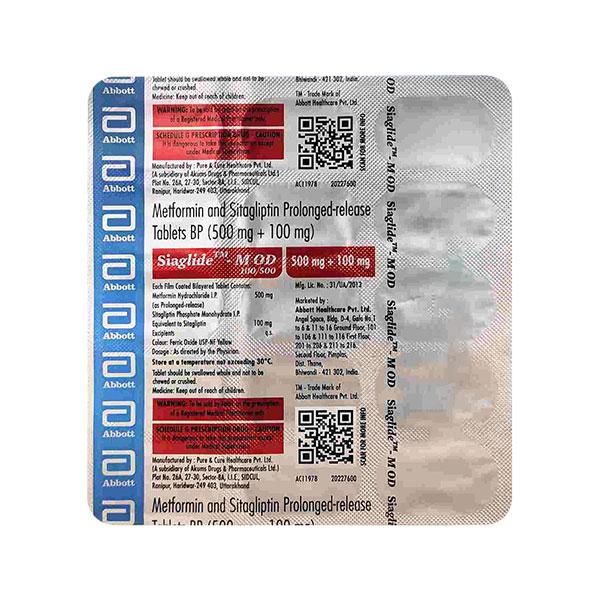 SIAGLIDE M OD 100/500 Tablet 15's