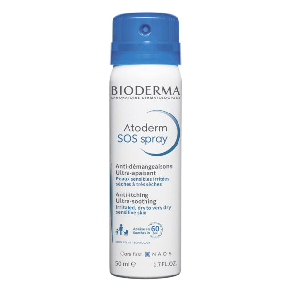 Bioderma Atoderm Sos Spray 50 ml | Immediate Relief From Itching | For Irritated, Dry To Very Dry Sensitive Skin