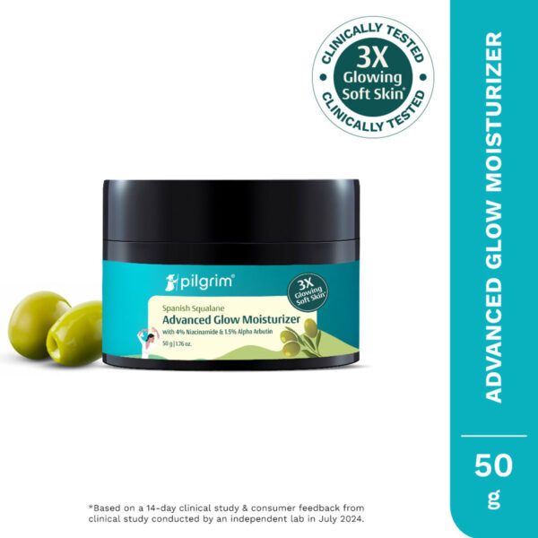 Pilgrim Squalane Glow Moisturizer with Niacinamide + Vitamin C, 50 gm