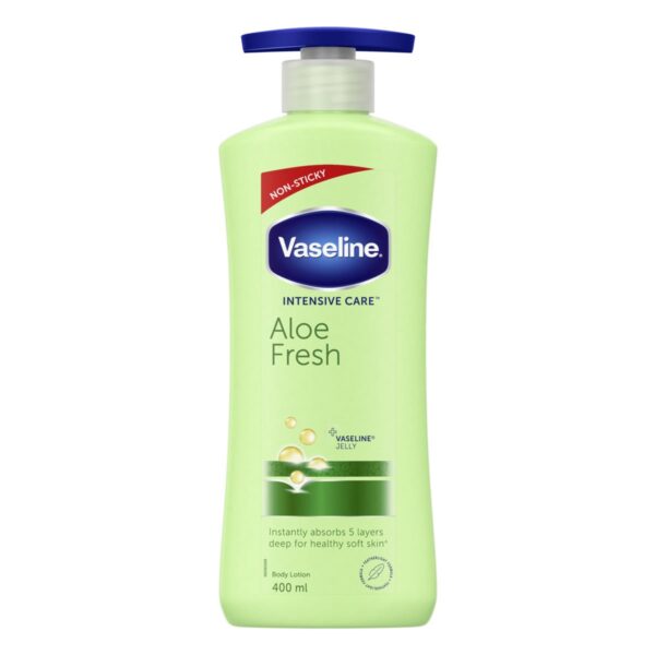 Vaseline Intensive Care Aloe Fresh Body Lotion 400 ml | With 100% Pure Aloe Vera Extract | Deeply Hydrates Skin In Harsh Summer | Non Greasy & Featurelight Fornula | For Dry Skin