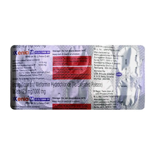 XENIA M 12.5/1000 ER Tablet 10's