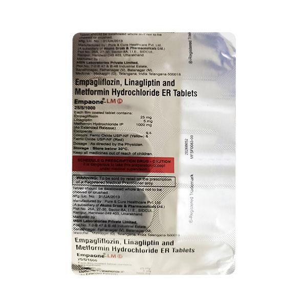 EMPAONE LM ER 25/5/1000 Tablet 10's
