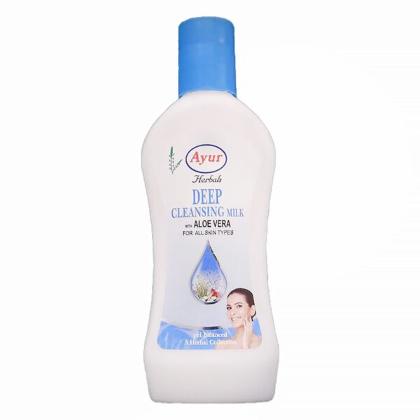 Ayur Herbal Deep Pore Cleansing Milk 100 ml | With Aloe Vera | Remove Dirt, Makeup | Gives Clear & Health Skin | pH Balancedd | For All Skin Type