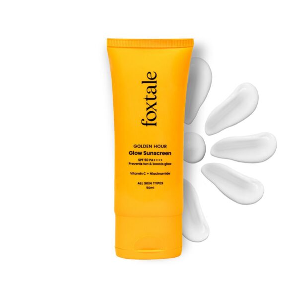 Foxtale SPF 50 PA++++ Glow Sunscreen, 50Ml | Bright, Protected Skin With Vitamin C + Niacinamide | 100% New-Gen Uv Filters