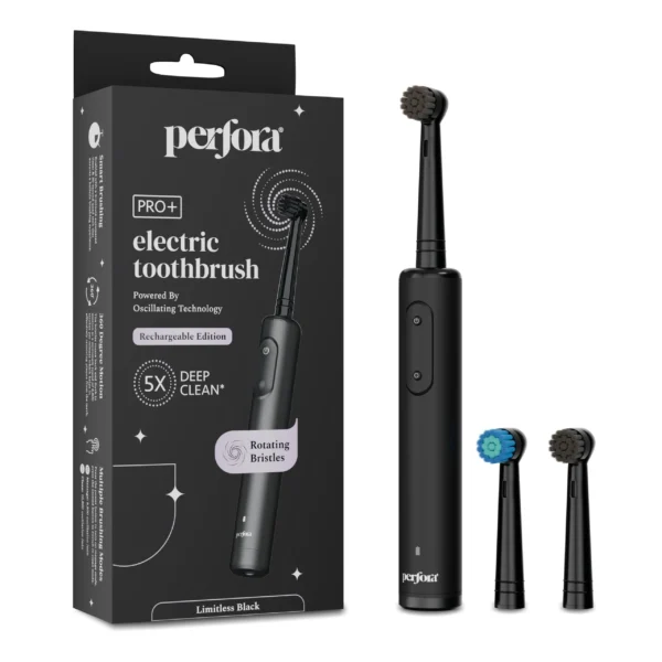 Limitless Black Oscillating Electric Toothbrush-Rechargeable (With Brush Heads)