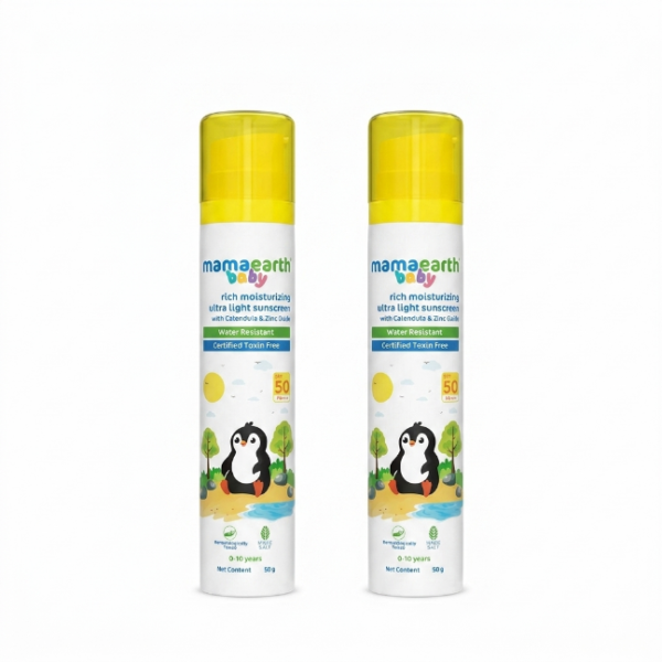 Mamaearth Baby Rich Moisturizing Ultra Light Sunscreen - 50g (Pack of 2)