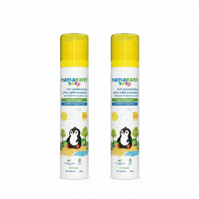 Mamaearth Baby Rich Moisturizing Ultra Light Sunscreen - 50g (Pack of 2)