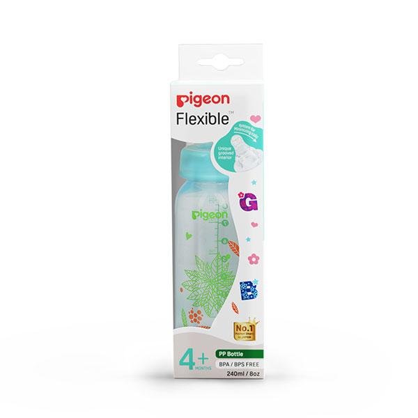 Pigeon Flexible 4+ Months PP Feeding Bottle - Blue 240 ml