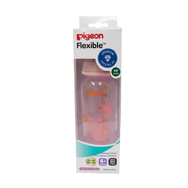 Pigeon Peristaltic Clear Nursing Bottle Rpp - Pink (Floral) 240 ml
