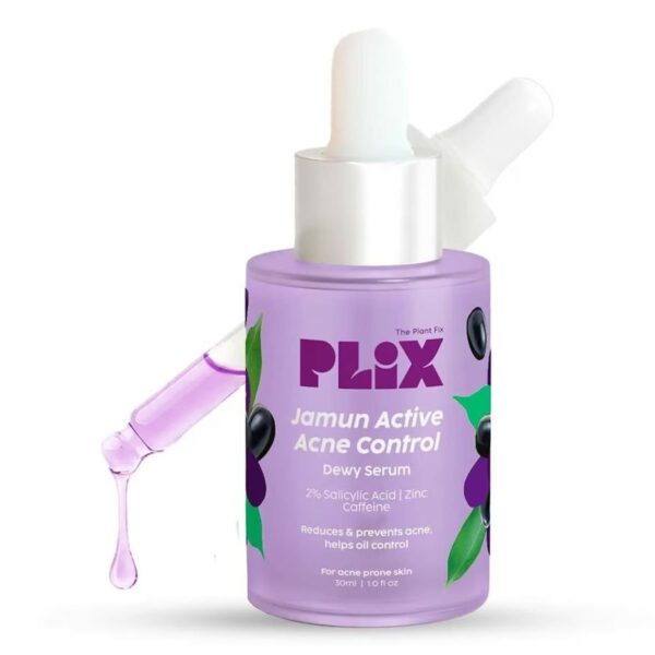 Plix Jamun Active Acne Control Dewy Serum 30 ml | 2% Salicylic Acid, Zinc, Caffiene | Reduces Acne, Excess Oil | For Acne Prone Skin
