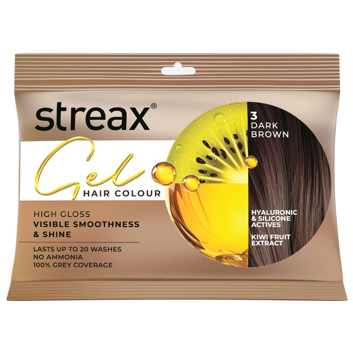 Streax Gel Hair Colour Dark Brown, 45 ml | 100% Grey Coverage
