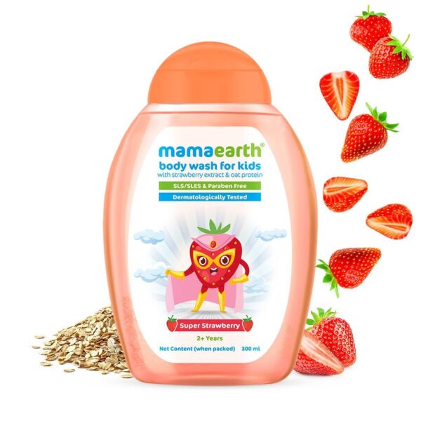 Mamaearth Super Strawberry Body Wash for Kids with Strawberry and Oat Protein - 300 ml
